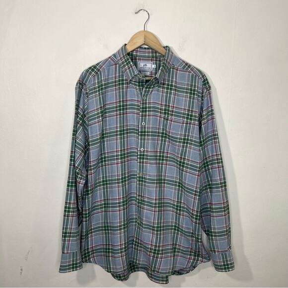 Southern Tide Green Blue Pastel Plaid Classic Fit Cotton Button Down Shirt XL - Picture 11 of 11